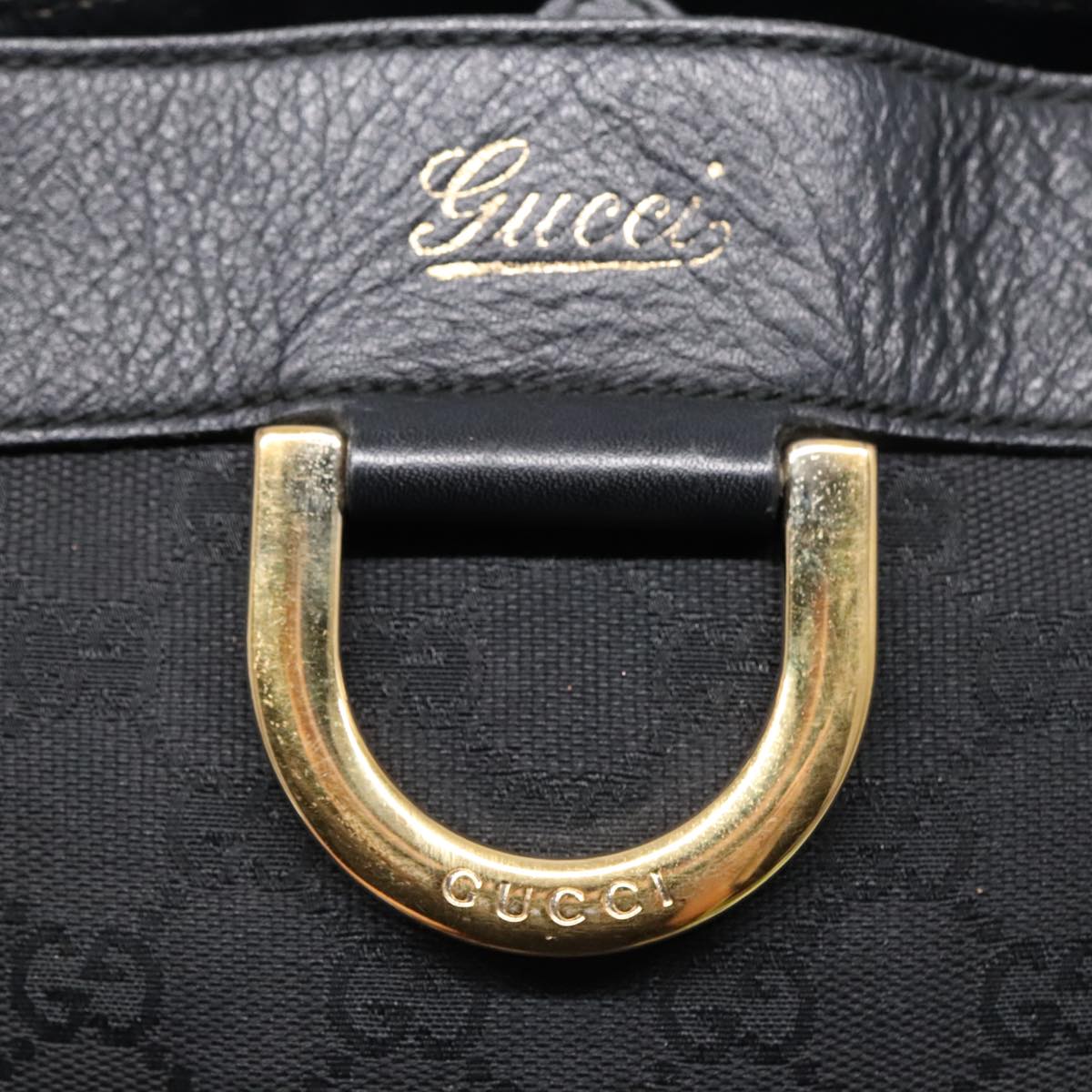 GUCCI GG Canvas Abbey Tote Bag Black Gold 211983 Auth 92127