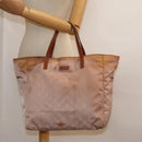 GUCCI GG Nylon Tote Bag Pink Brown Gold 282439 Auth 92132-22