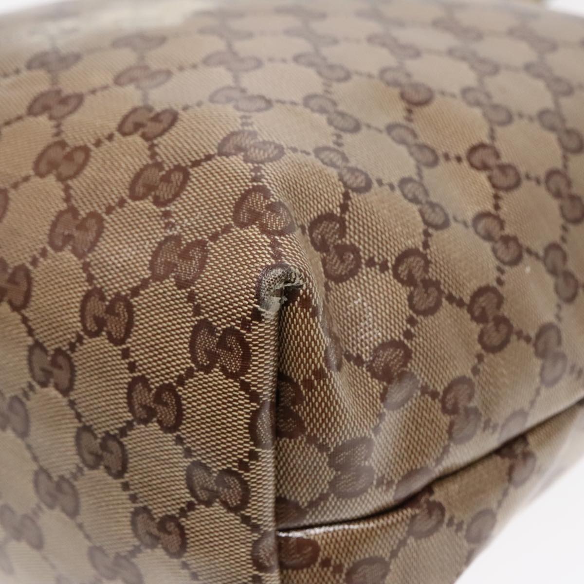 GUCCI GG Crystal Tote Bag Coated Canvas Beige Gold 189896 Auth 92133