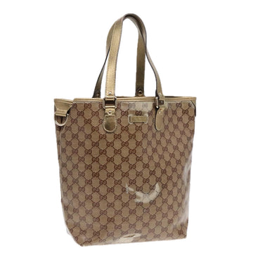GUCCI GG Crystal Tote Bag Coated Canvas Beige Gold 189896 Auth 92133