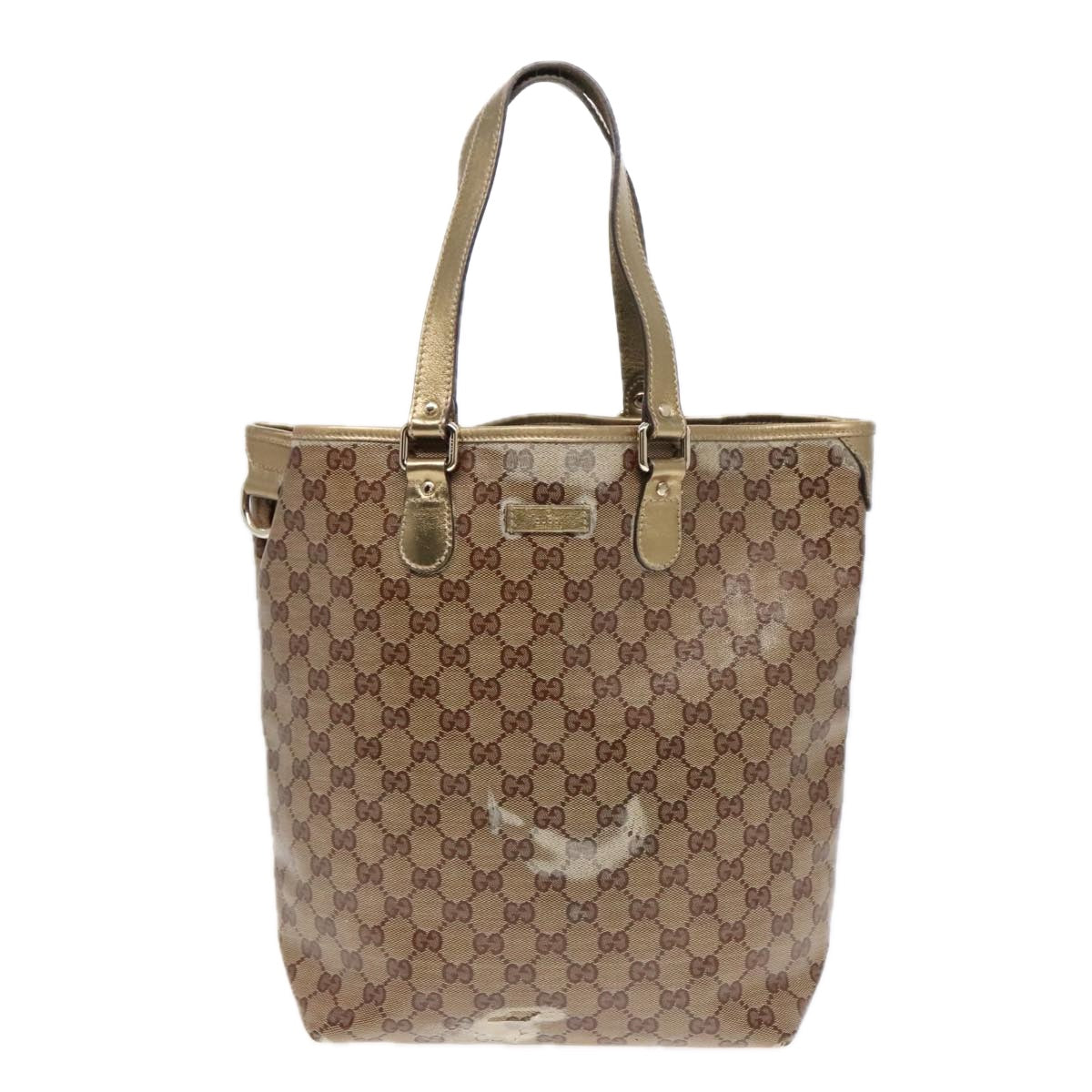 GUCCI GG Crystal Tote Bag Coated Canvas Beige Gold 189896 Auth 92133