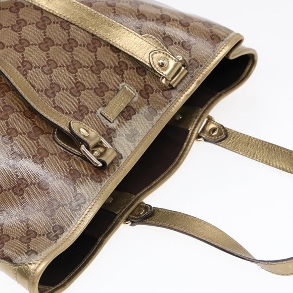 GUCCI GG Crystal Tote Bag Coated Canvas Beige Gold 189896 Auth 92133