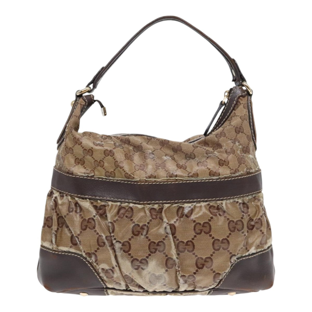 GUCCI GG Crystal Shoulder Bag Coated Canvas Beige Gold 223965 Auth 92135 - 0