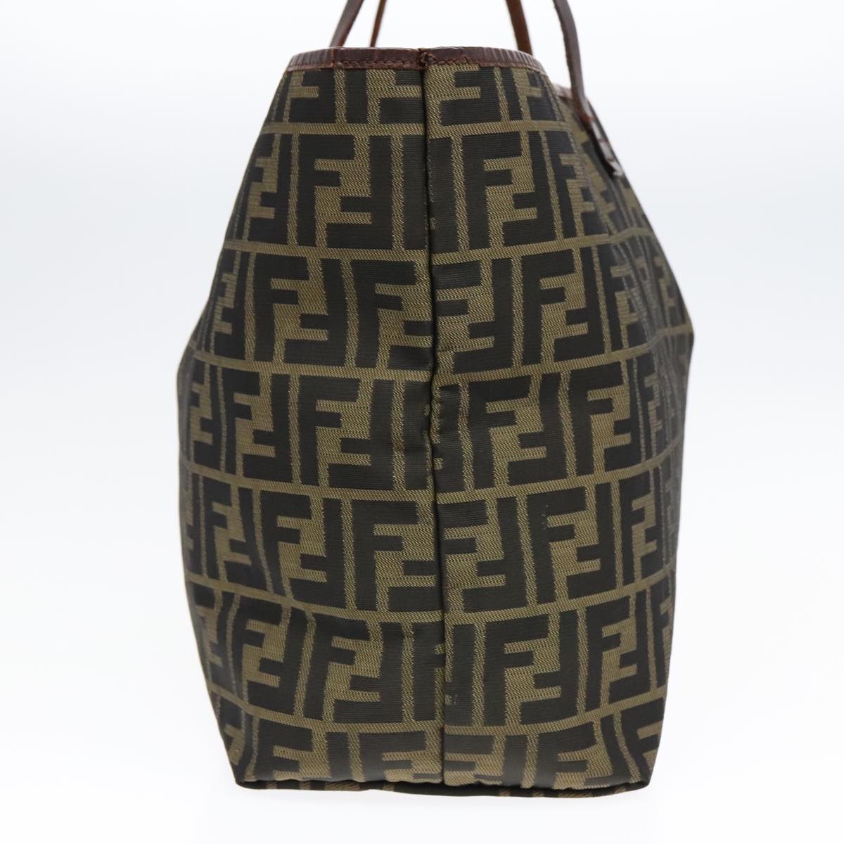 FENDI Zucca Canvas Tote Bag Brown Black Auth 92145