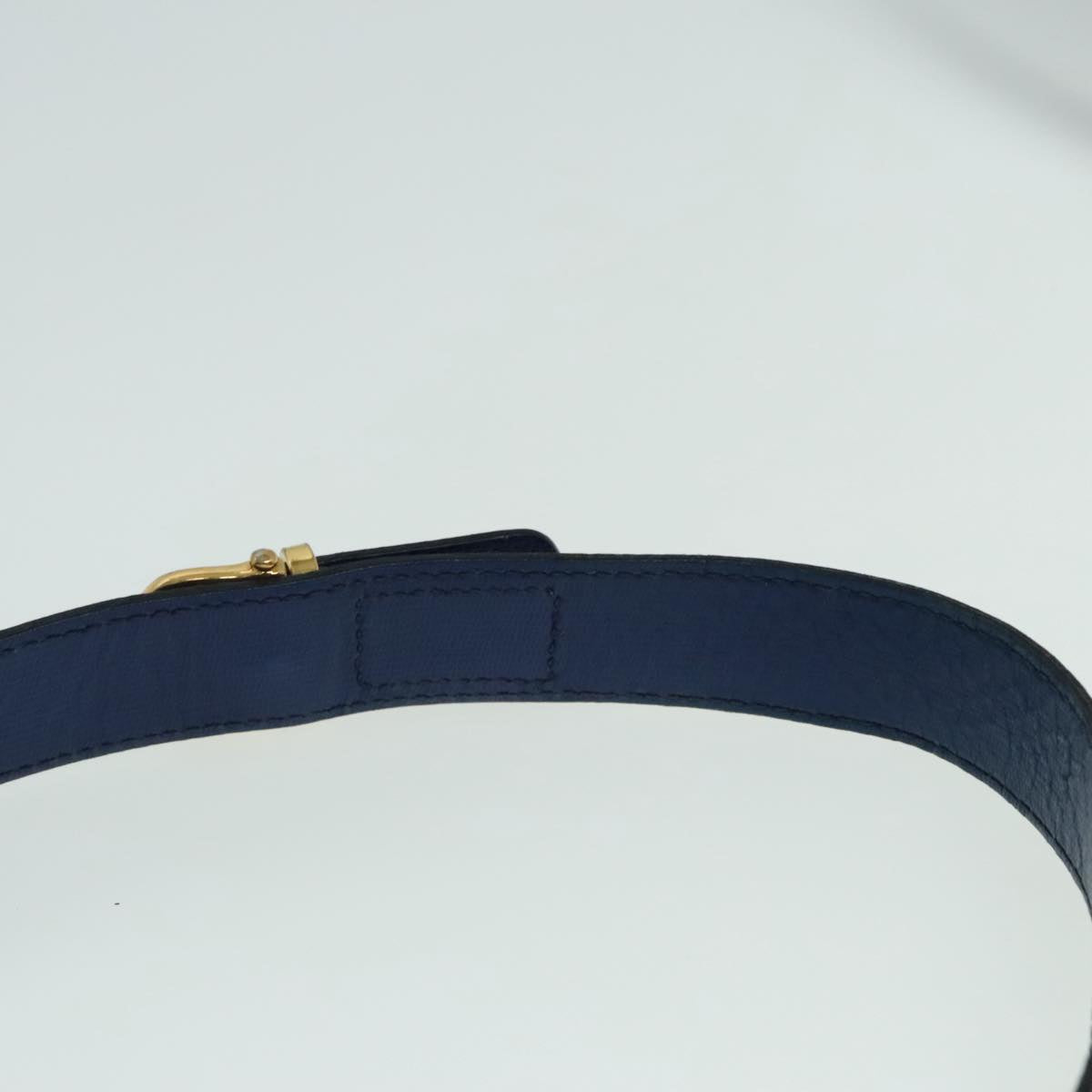 CELINE Shoulder Bag Leather Blue Gold Auth 92149