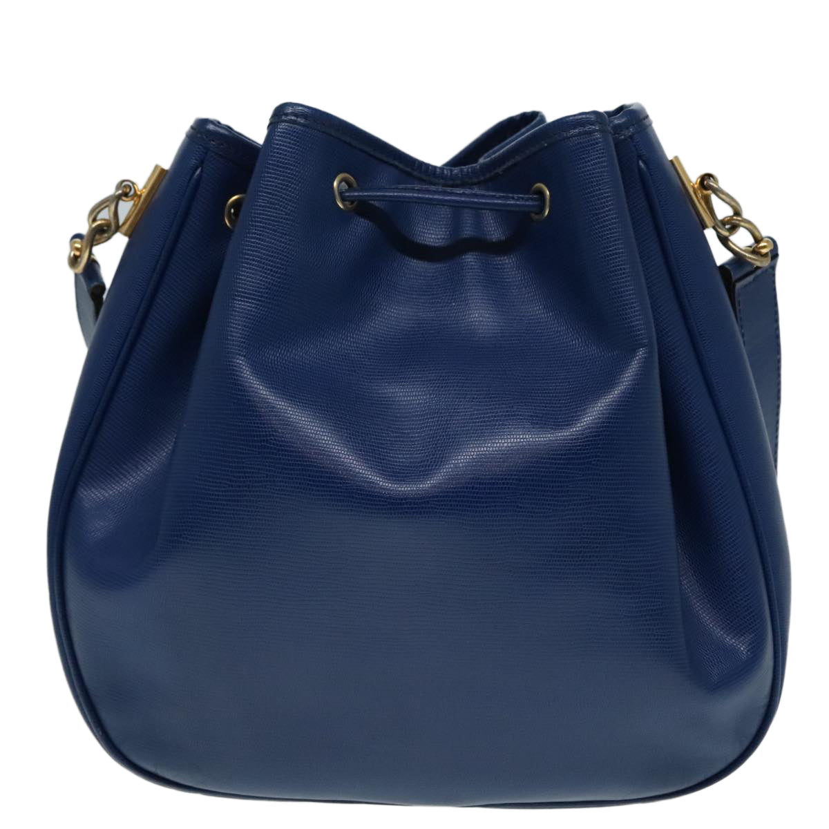 CELINE Shoulder Bag Leather Blue Gold Auth 92149 - 0