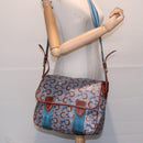 CELINE C Sulky Shoulder Bag PVC Gray Brown gold Auth 92150-24