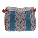 CELINE C Sulky Shoulder Bag PVC Gray Brown gold Auth 92150-2