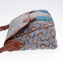 CELINE C Sulky Shoulder Bag PVC Gray Brown gold Auth 92150-4