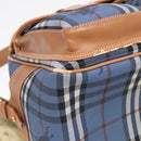 Burberrys Nova Check Shoulder Bag PVC Leather Blue Gold Auth 92155-14