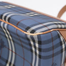 Burberrys Nova Check Shoulder Bag PVC Leather Blue Gold Auth 92155-15