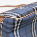 Burberrys Nova Check Shoulder Bag PVC Leather Blue Gold Auth 92155-16