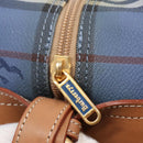 Burberrys Nova Check Shoulder Bag PVC Leather Blue Gold Auth 92155-11