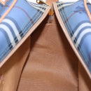 Burberrys Nova Check Shoulder Bag PVC Leather Blue Gold Auth 92155-19