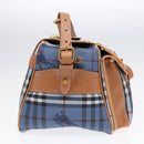 Burberrys Nova Check Shoulder Bag PVC Leather Blue Gold Auth 92155-3