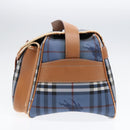 Burberrys Nova Check Shoulder Bag PVC Leather Blue Gold Auth 92155-4