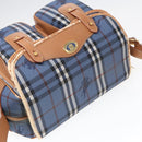 Burberrys Nova Check Shoulder Bag PVC Leather Blue Gold Auth 92155-6