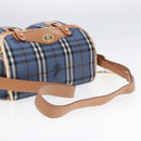 Burberrys Nova Check Shoulder Bag PVC Leather Blue Gold Auth 92155-8