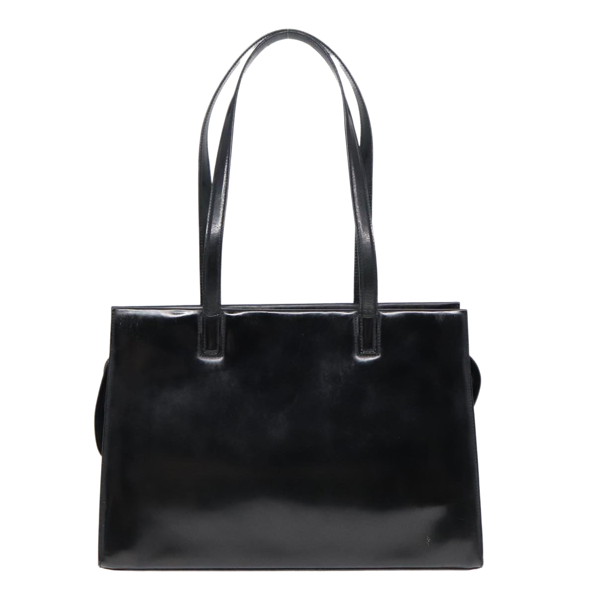 Salvatore Ferragamo Gancini Tote Bag Patent leather Black Gold Auth 92158