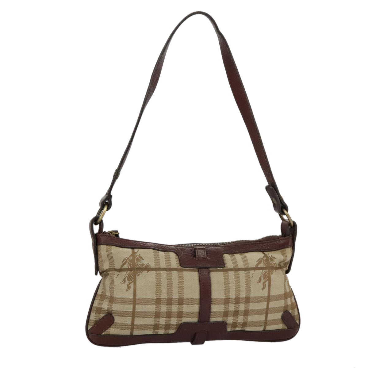 BURBERRY Nova Check Shoulder Bag Canvas Beige Auth 92163