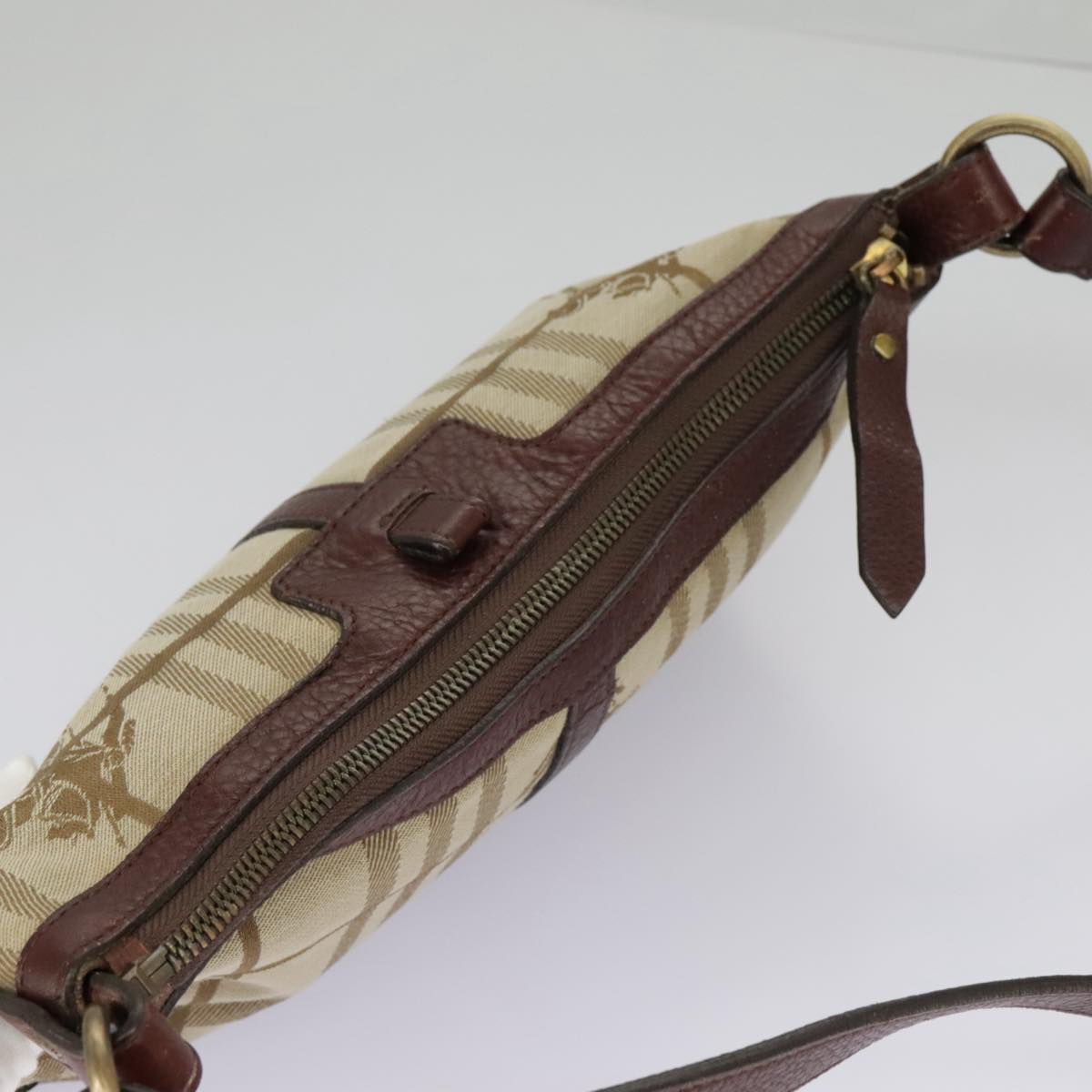 BURBERRY Nova Check Shoulder Bag Canvas Beige Auth 92163