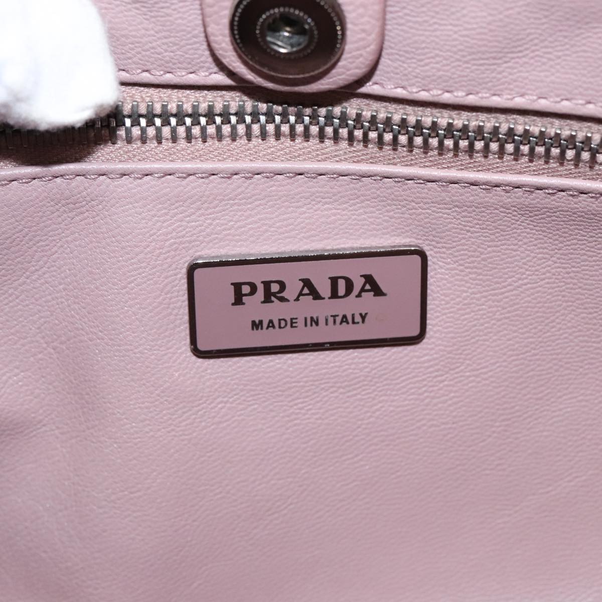 PRADA Shoulder Bag Leather Brown Silver Auth 92164