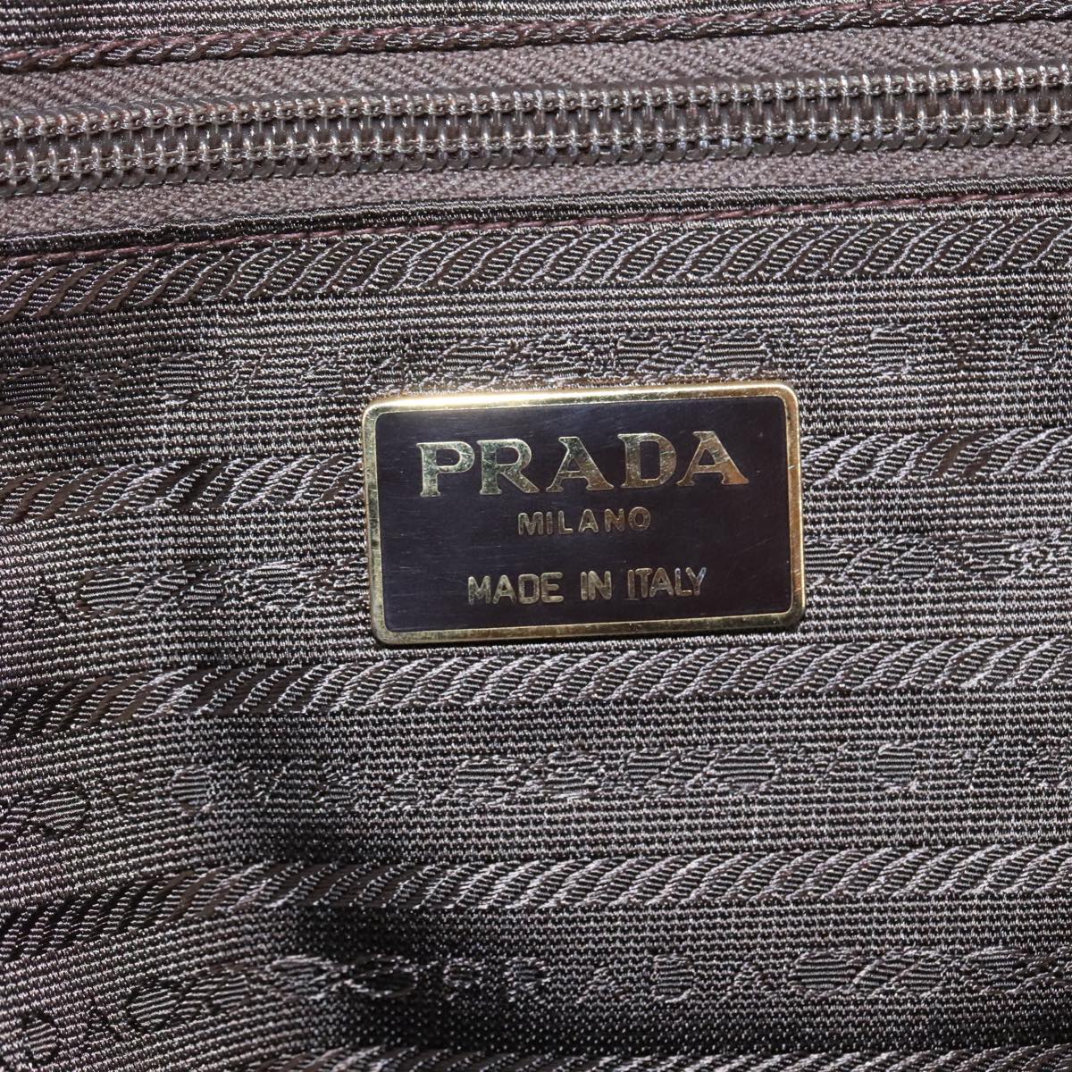 PRADA Chain Shoulder Bag Nylon Beige Gold Auth 92165