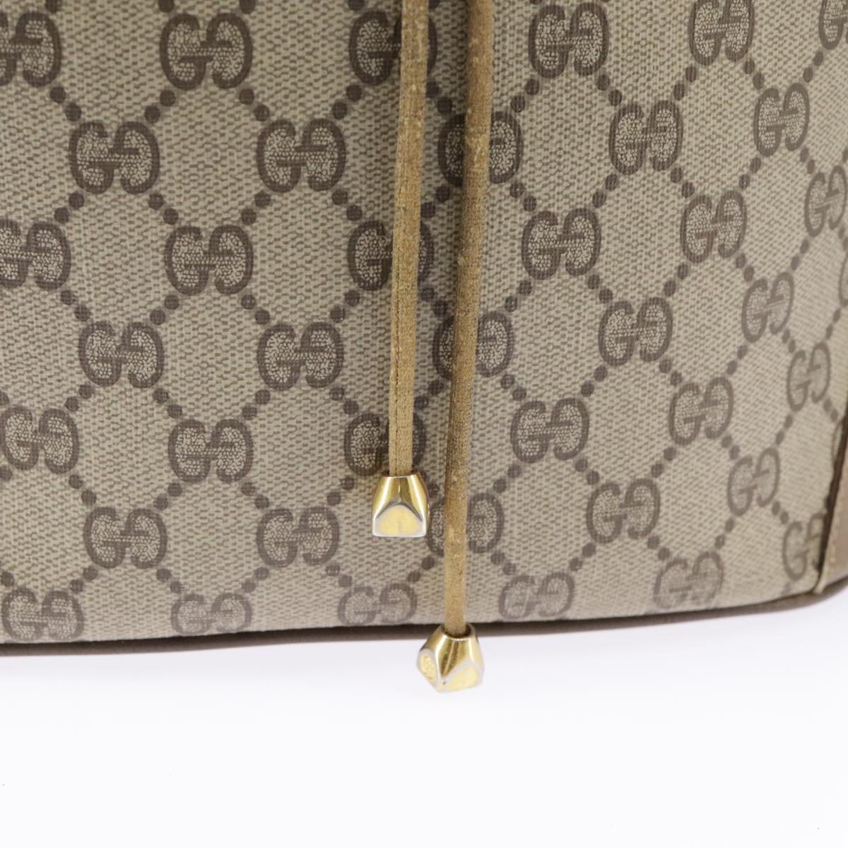 GUCCI GG Supreme Web Sherry Line Shoulder Bag PVC Beige Gold Auth 92167