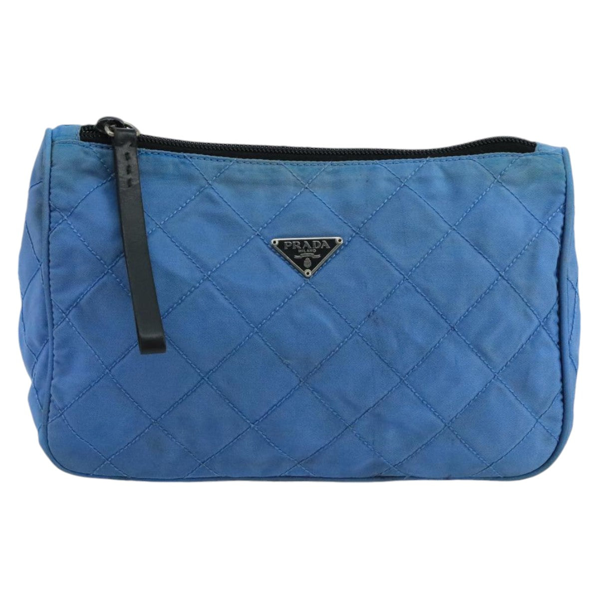 PRADA Pouch Nylon Blue Silver Auth 92173 - 0