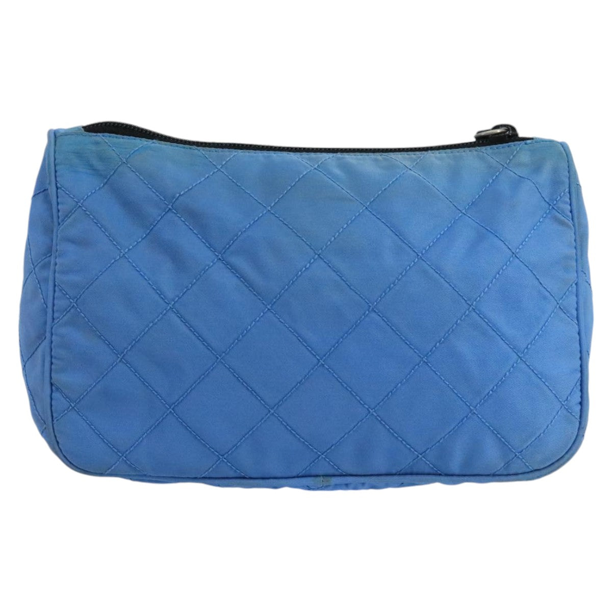 PRADA Pouch Nylon Blue Silver Auth 92173