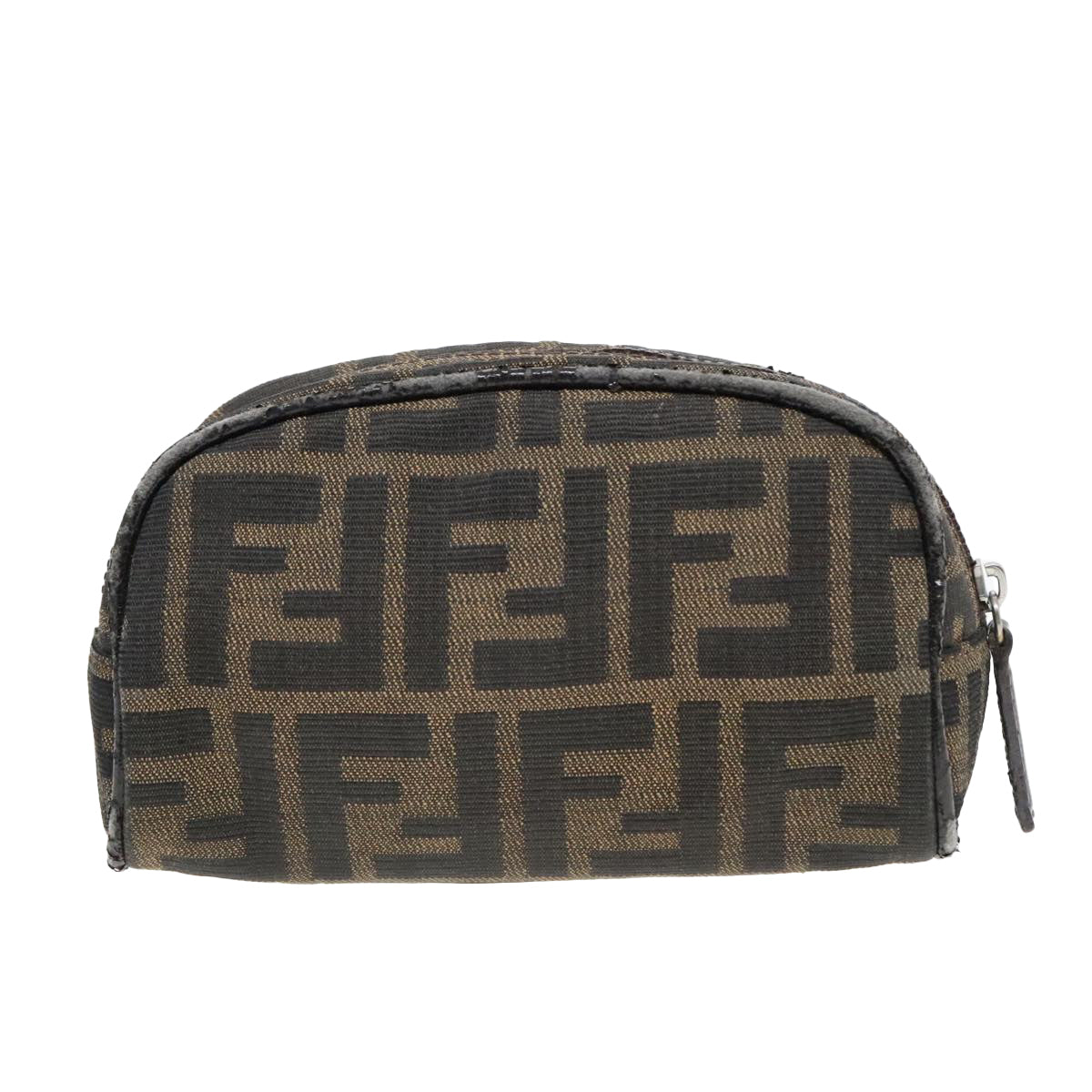 FENDI Zucca Canvas Pouch Brown Black Silver Auth 92188 - 0