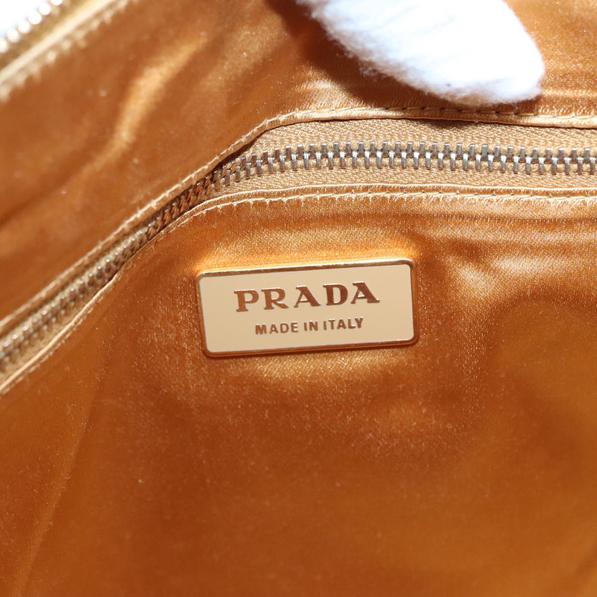 PRADA Hand Bag Safiano leather Yellow Gold Auth 92195