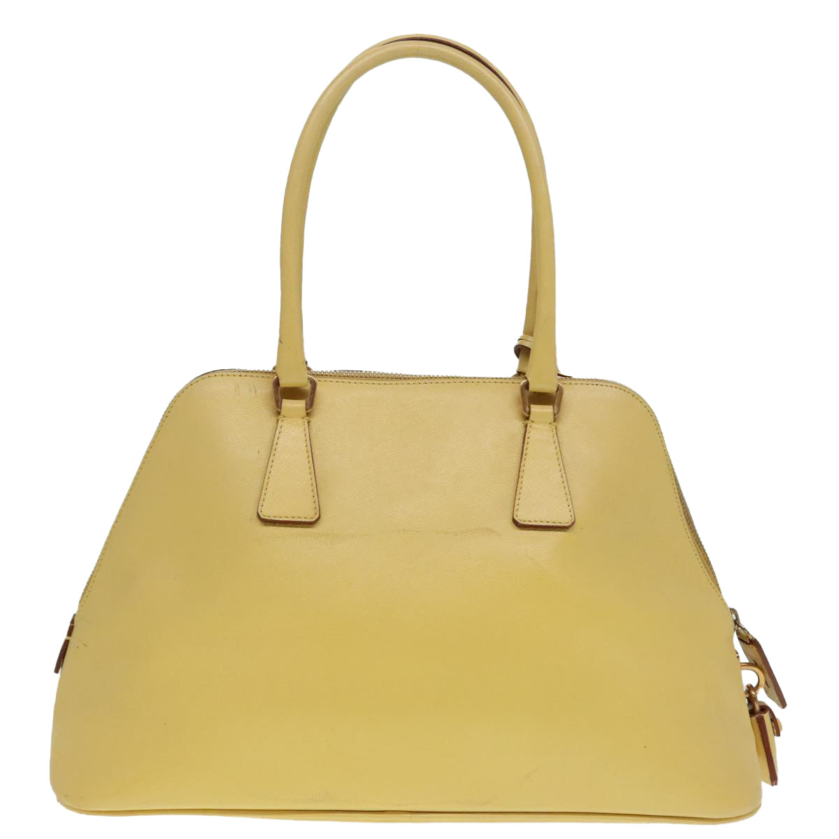 PRADA Hand Bag Safiano leather Yellow Gold Auth 92195 - 0