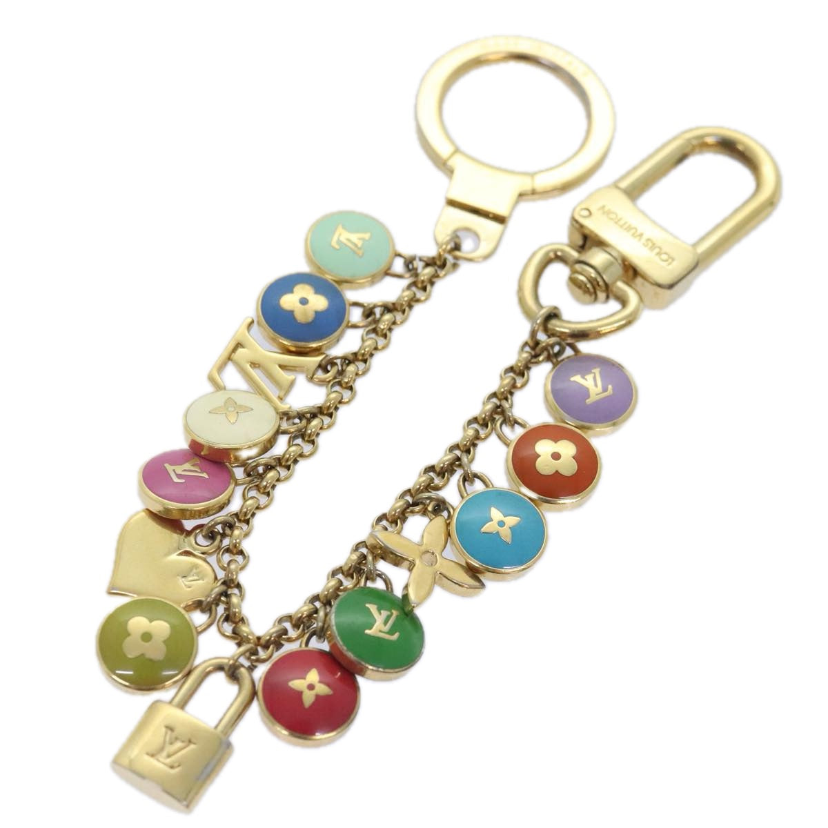 LOUIS VUITTON Monogram Porte Cles Chainne Pastilles Charm M66172 LV Auth 92208