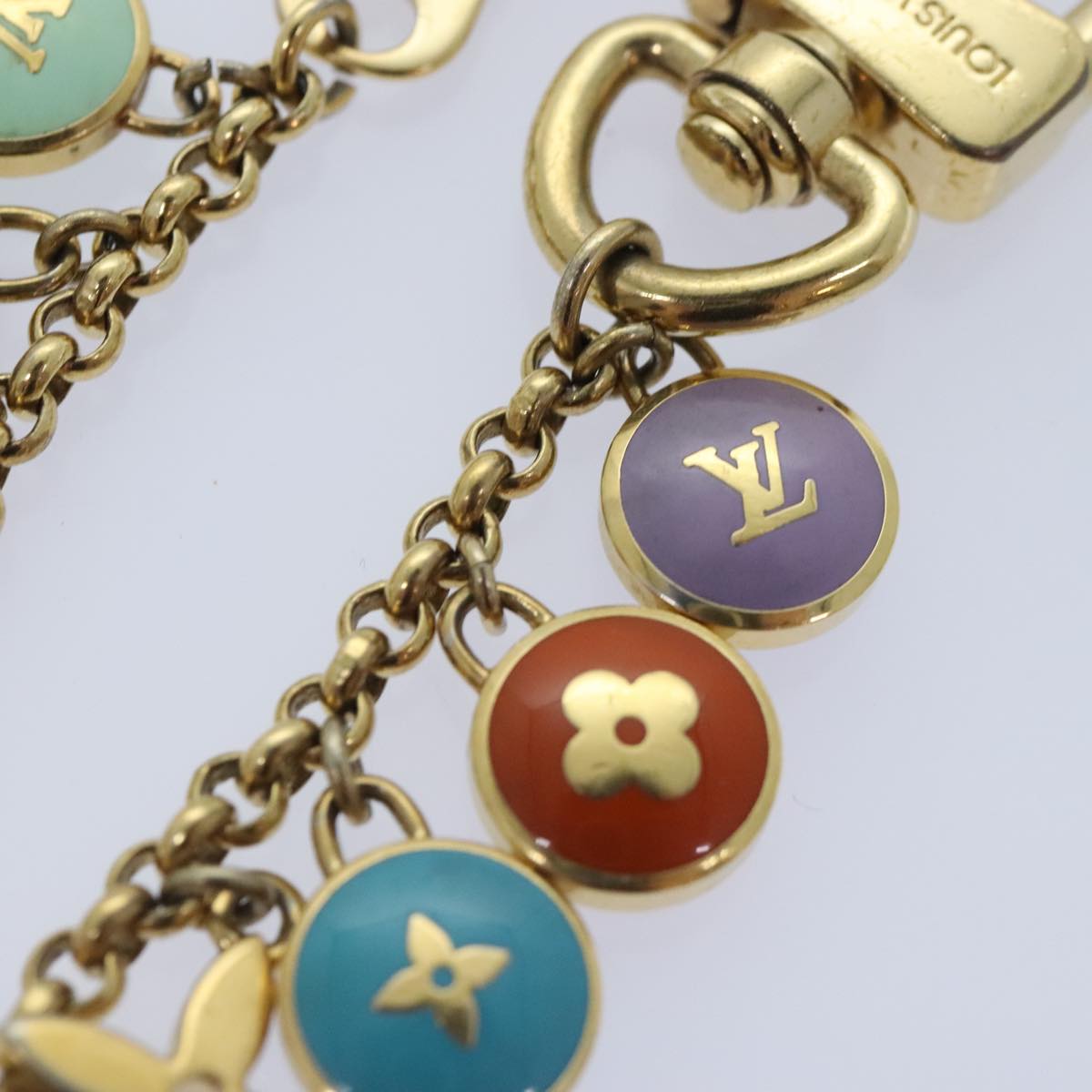 LOUIS VUITTON Monogram Porte Cles Chainne Pastilles Charm M66172 LV Auth 92208