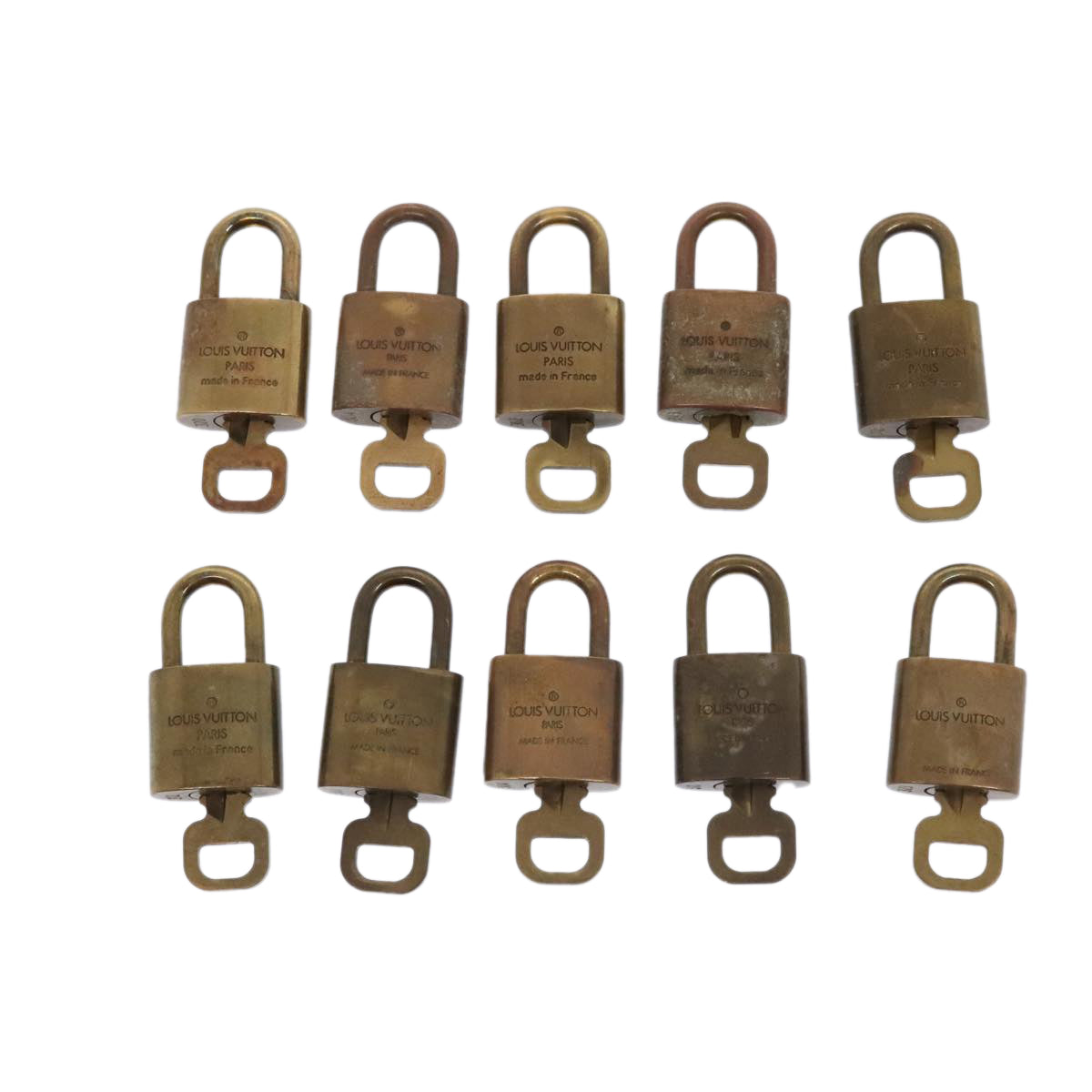 LOUIS VUITTON Padlock 10set metal Gold Tone LV Auth 92213