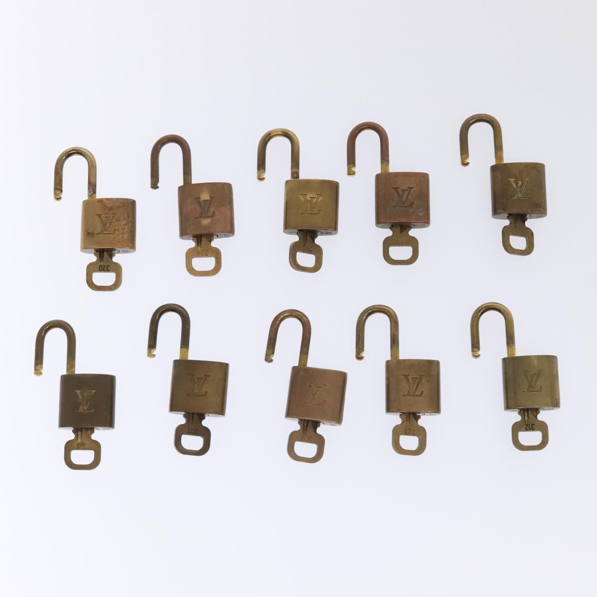 LOUIS VUITTON Padlock 10set metal Gold Tone LV Auth 92213