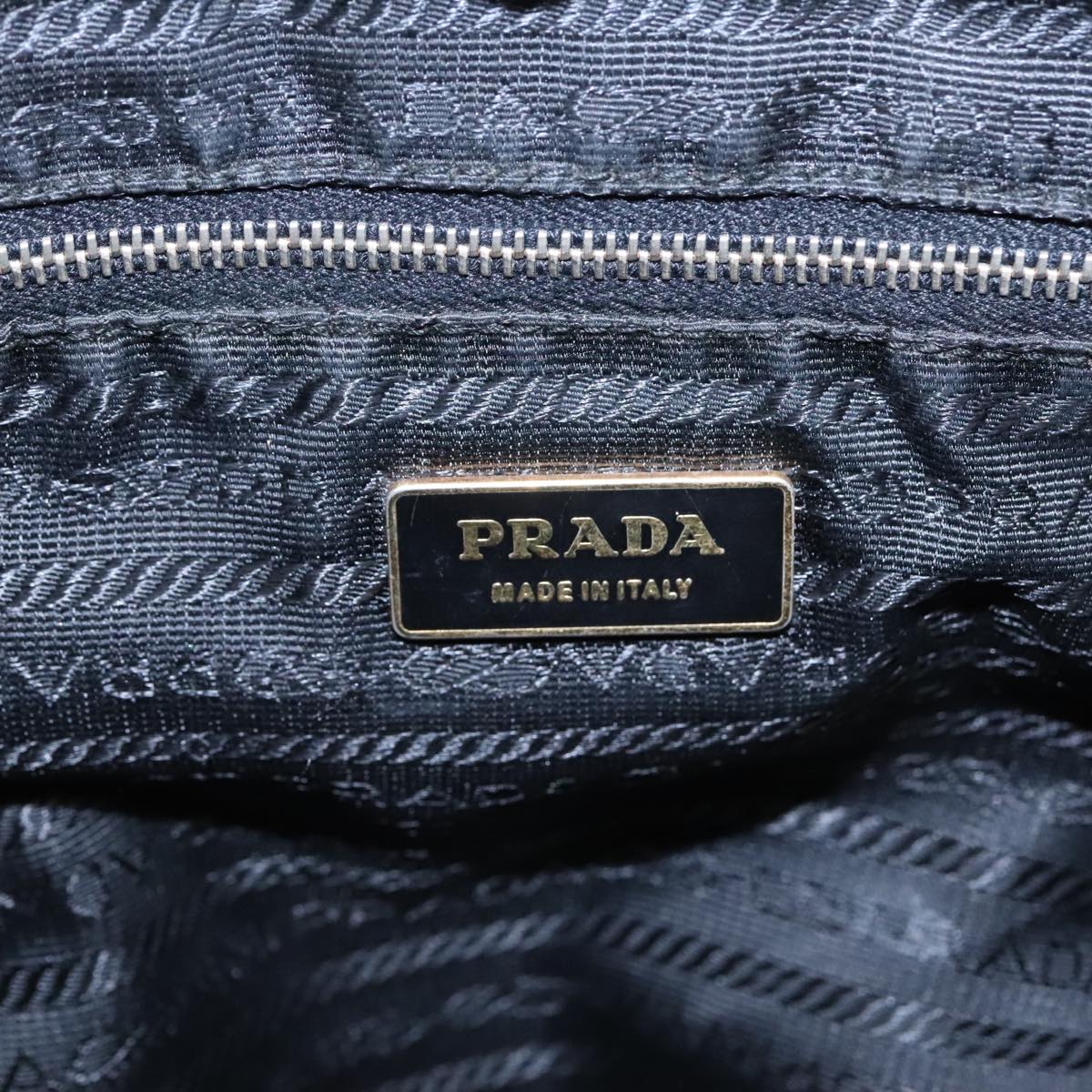 PRADA Shoulder Bag Nylon Khaki Gold Auth 92218