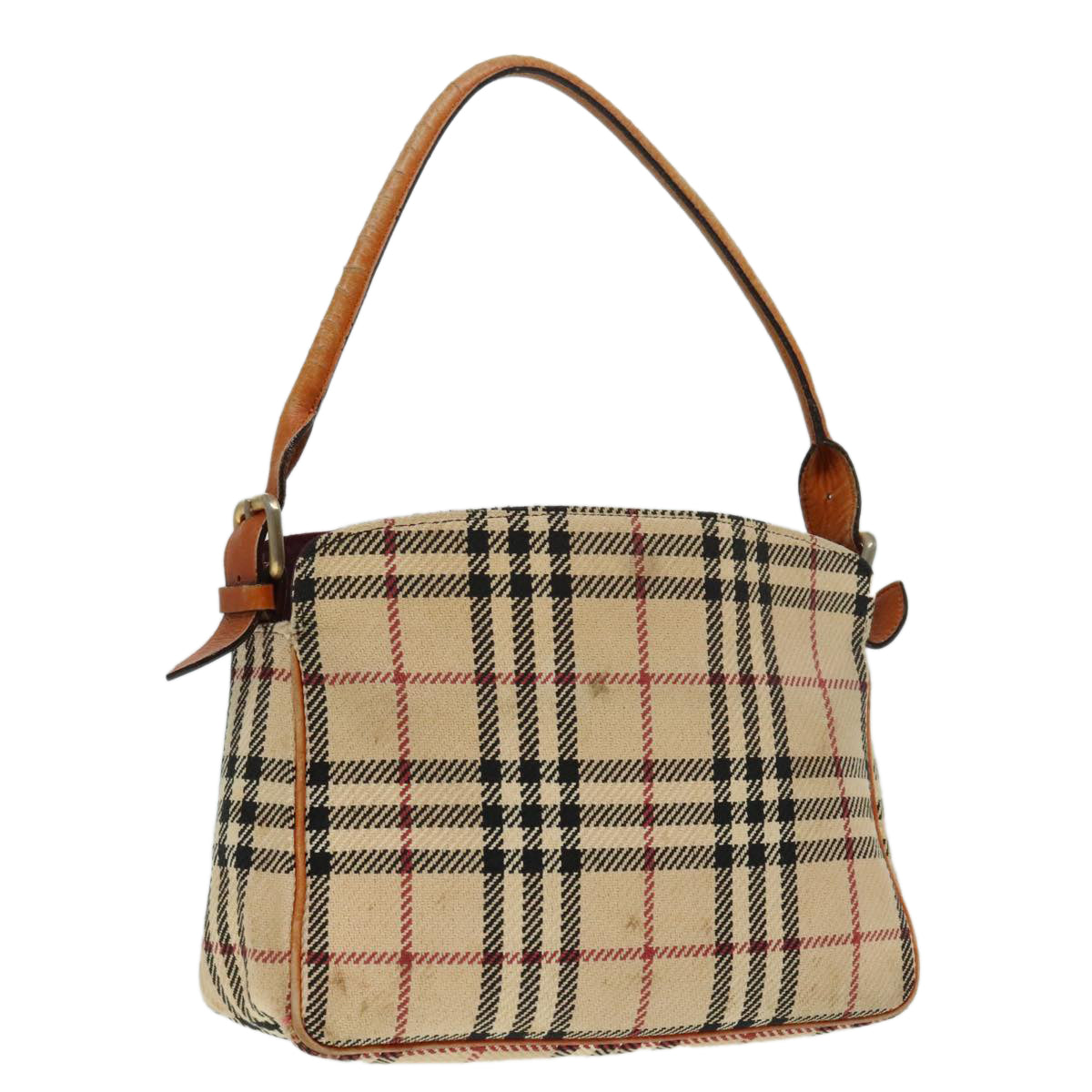 BURBERRY Nova Check Hand Bag Wool Beige Gold Auth 92232