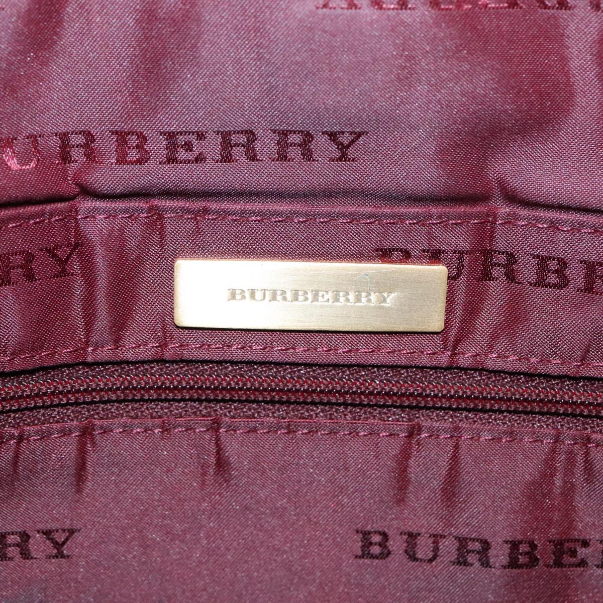 BURBERRY Nova Check Hand Bag Wool Beige Gold Auth 92232