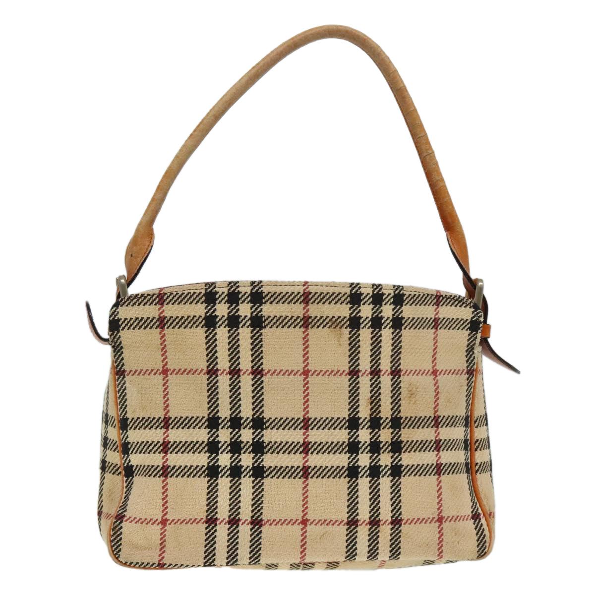 BURBERRY Nova Check Hand Bag Wool Beige Gold Auth 92232 - 0