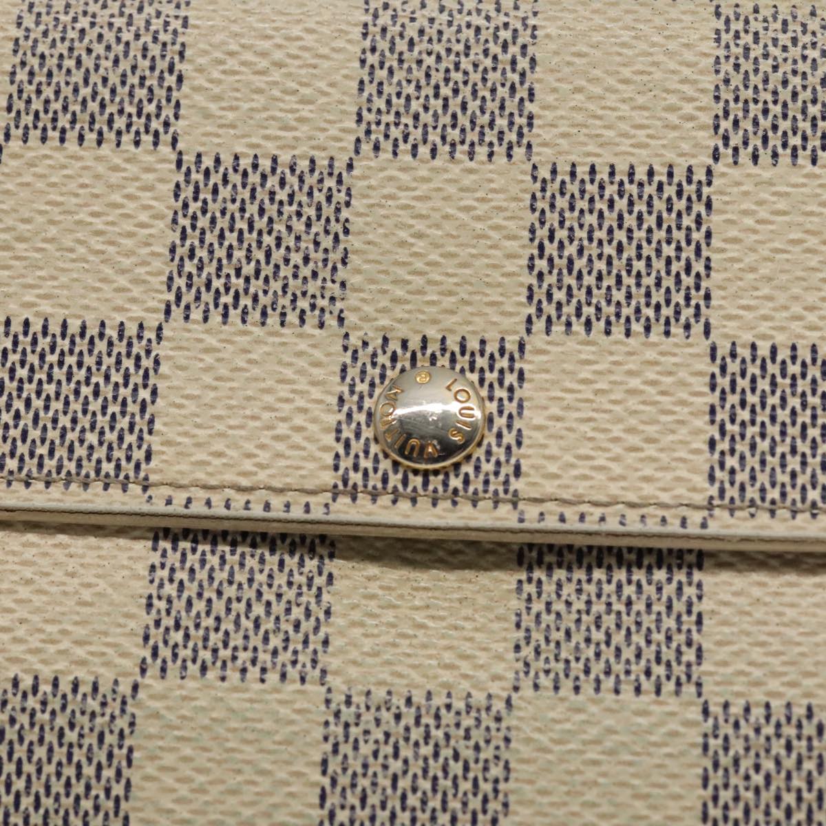 LOUIS VUITTON Damier Azur Portefeuille Sarah Long Wallet N63208 LV Auth 92253