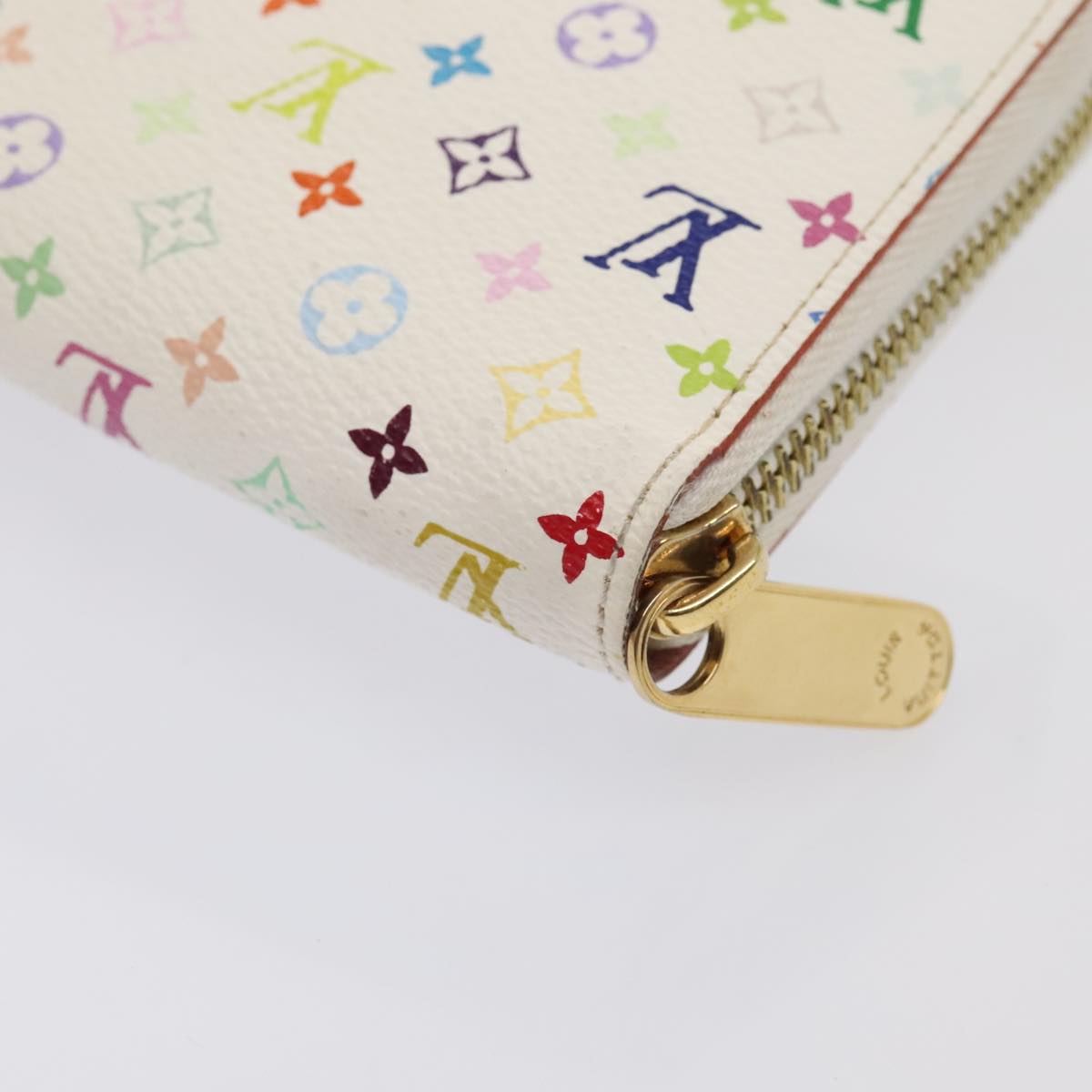 LOUIS VUITTON Monogram Multicolor Zippy Wallet White M60241 LV Auth 92281