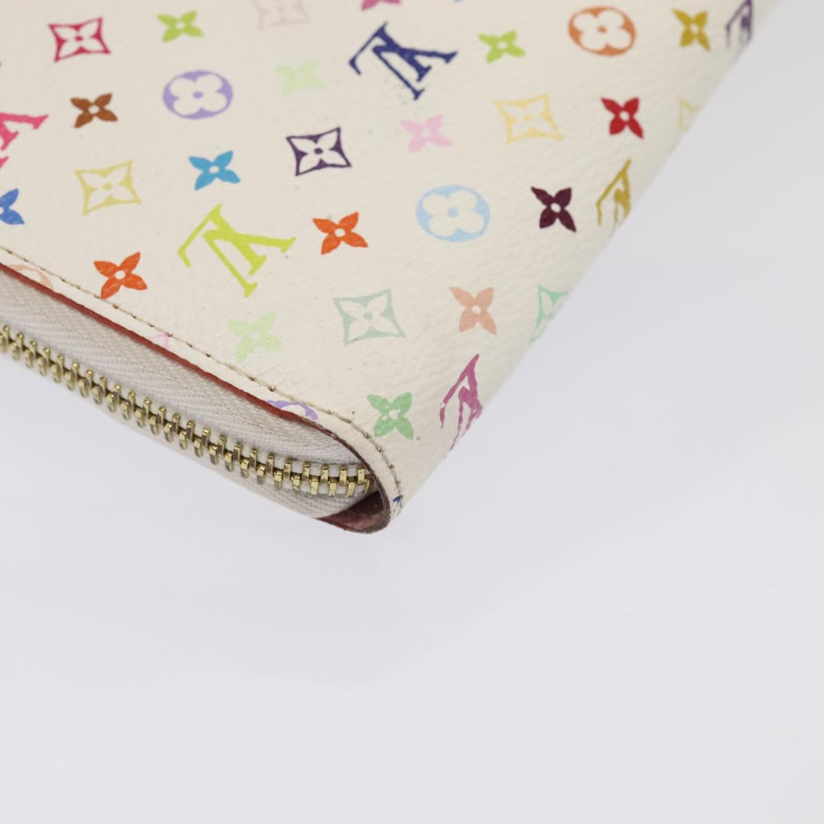 LOUIS VUITTON Monogram Multicolor Zippy Wallet White M60241 LV Auth 92281