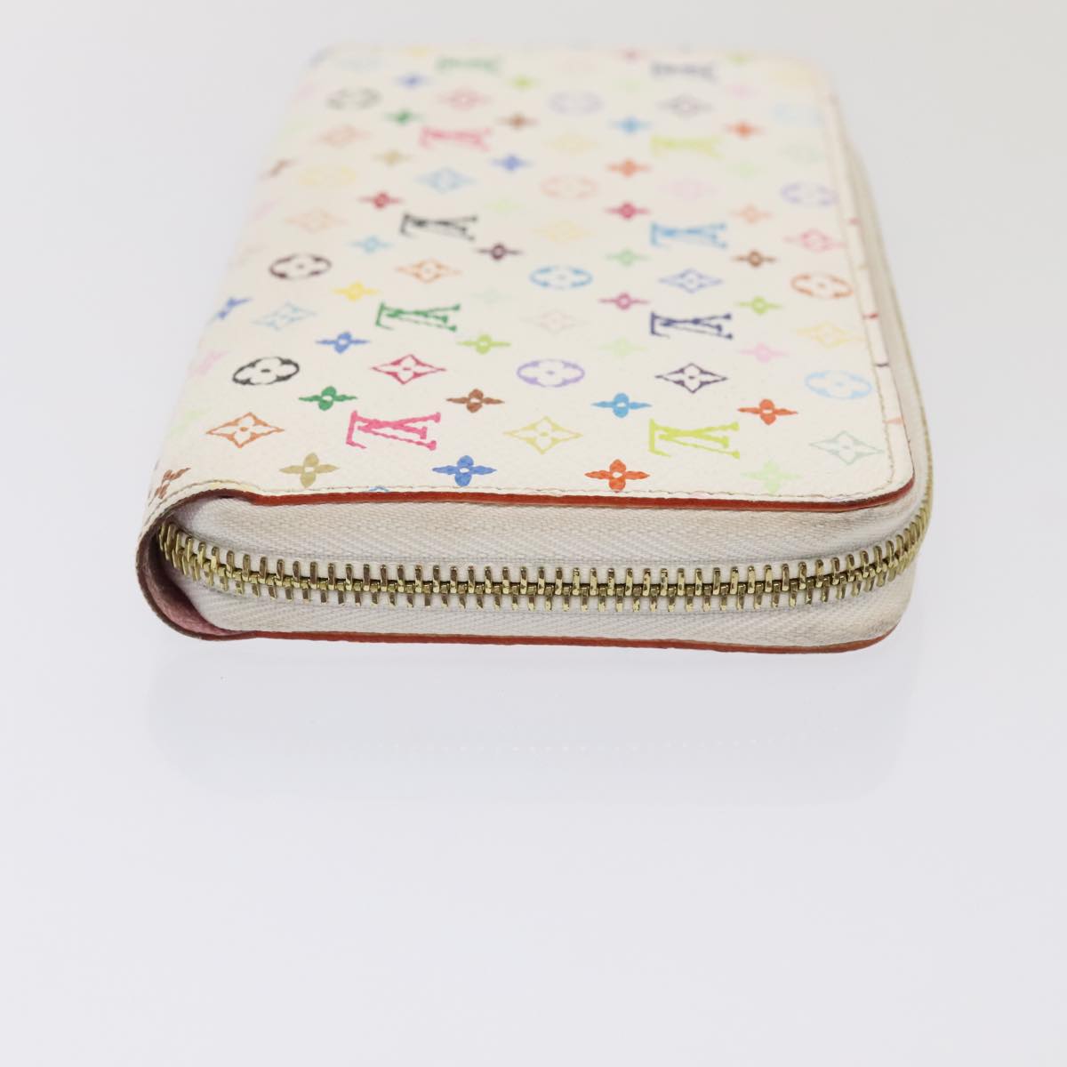 LOUIS VUITTON Monogram Multicolor Zippy Wallet White M60241 LV Auth 92281