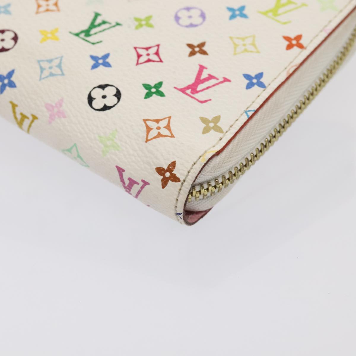 LOUIS VUITTON Monogram Multicolor Zippy Wallet White M60241 LV Auth 92281