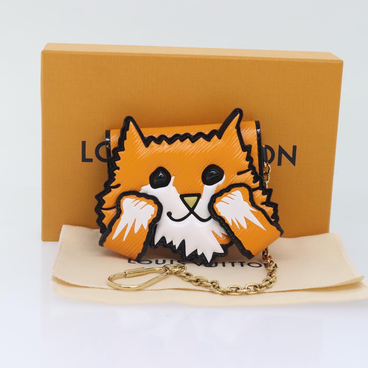 LOUIS VUITTON Catgram Card Holder Card Case Orange M63900 LV Auth 92289A