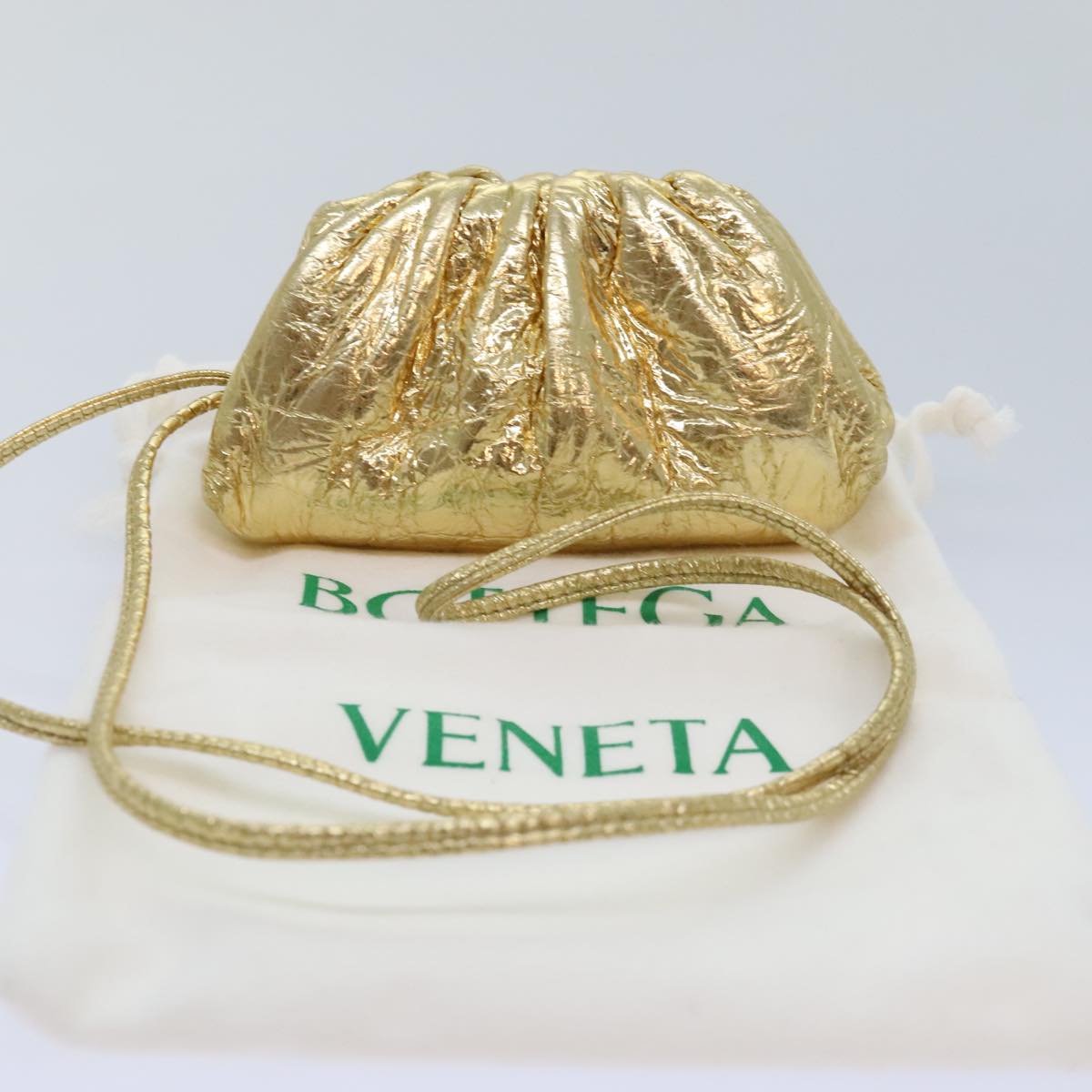 BOTTEGA VENETA Pouch Leather Gold Auth 92306