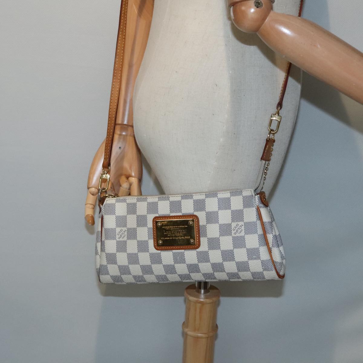 LOUIS VUITTON Damier Azur Eva Shoulder Bag 2way N55214 LV Auth 92312