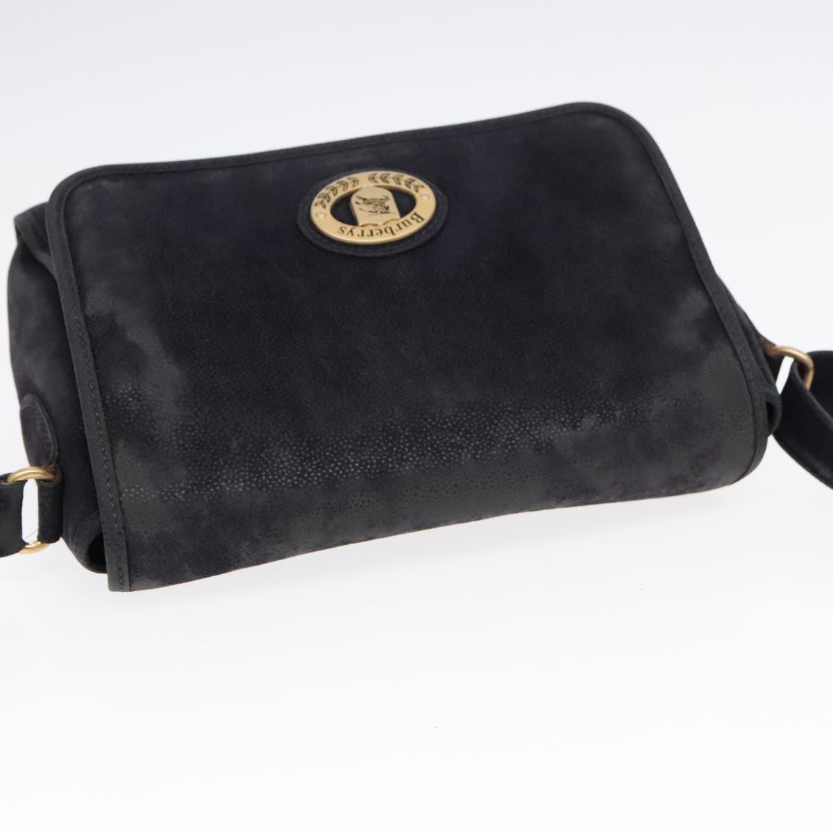 Burberrys Nova Check Shoulder Bag Canvas Navy Gold Auth 92324